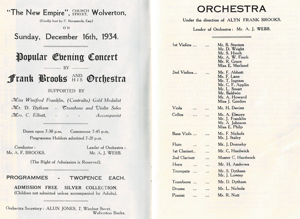 Concert programme, December 16th, 1934